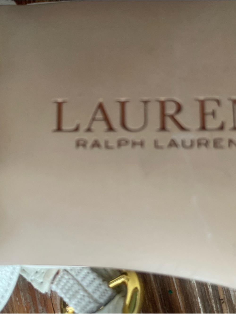 Ralph Lauren White T-Strap Gold-Accent Sandals - Picture 6 of 7